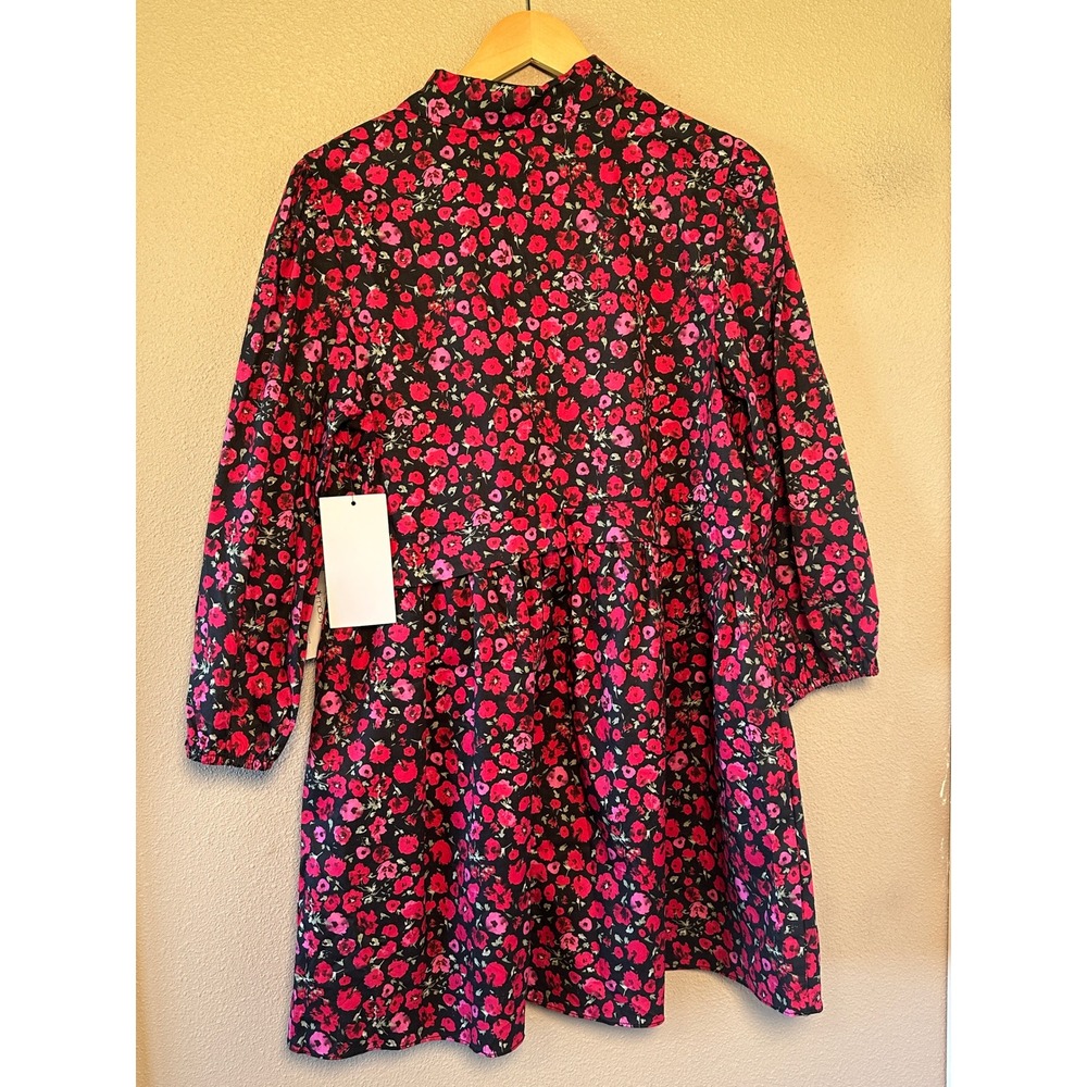 English Factory Floral Print Mini Dress Long Sleeve Collared Casual Women's - Picture 2 of 4